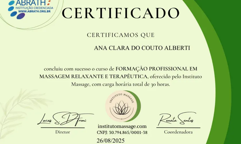 Formação em Massagem Relaxante e Terapêutica